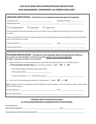 Sick Leave Bank Application/Physician Certification - Non-management, Supervisory and Corrections Units - Vermont