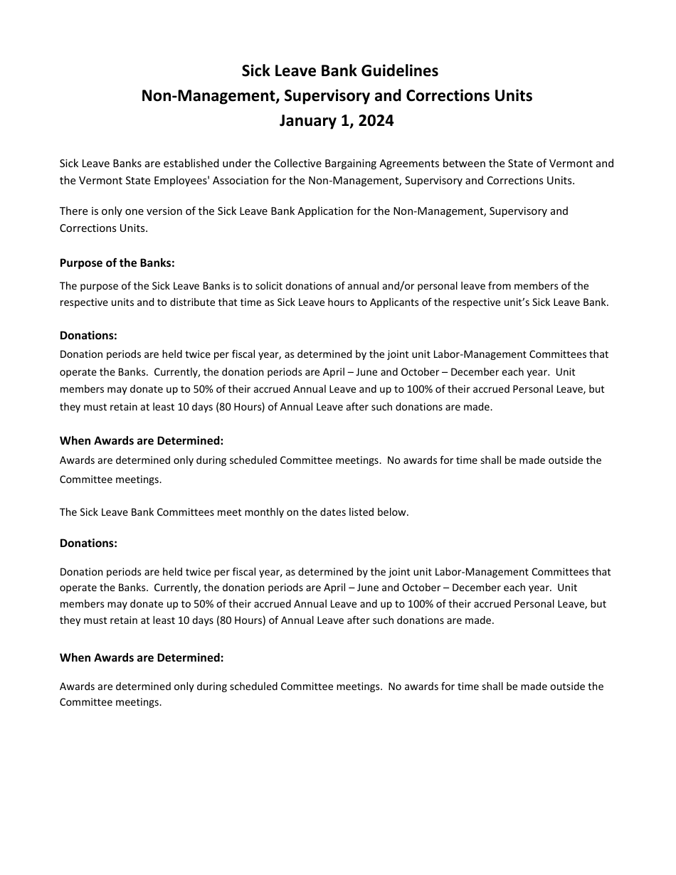 Sick Leave Bank Application / Physician Certification - Non-management, Supervisory and Corrections Units - Vermont, Page 2