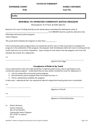 Document preview: Form 400-00124 Referral to Approved Community Justice Program - Vermont