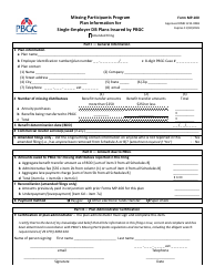 Document preview: Form MP-100 Plan Information for Single-Employer Db Plans Insured by PBGC - Missing Participants Program