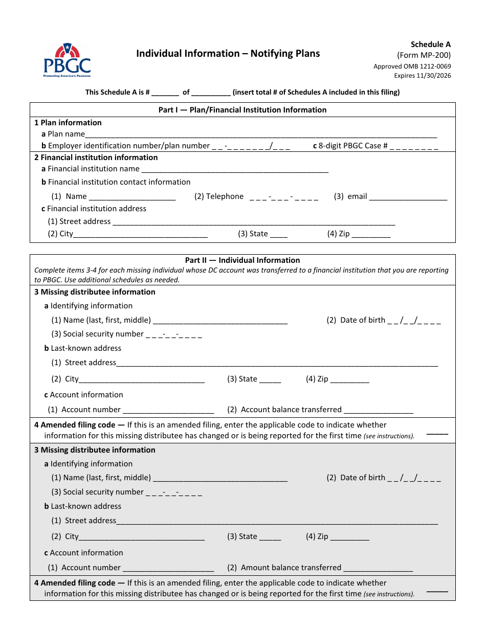 Form MP-200 Plan Information for Defined Contribution Plans - Missing Participants Program, Page 2