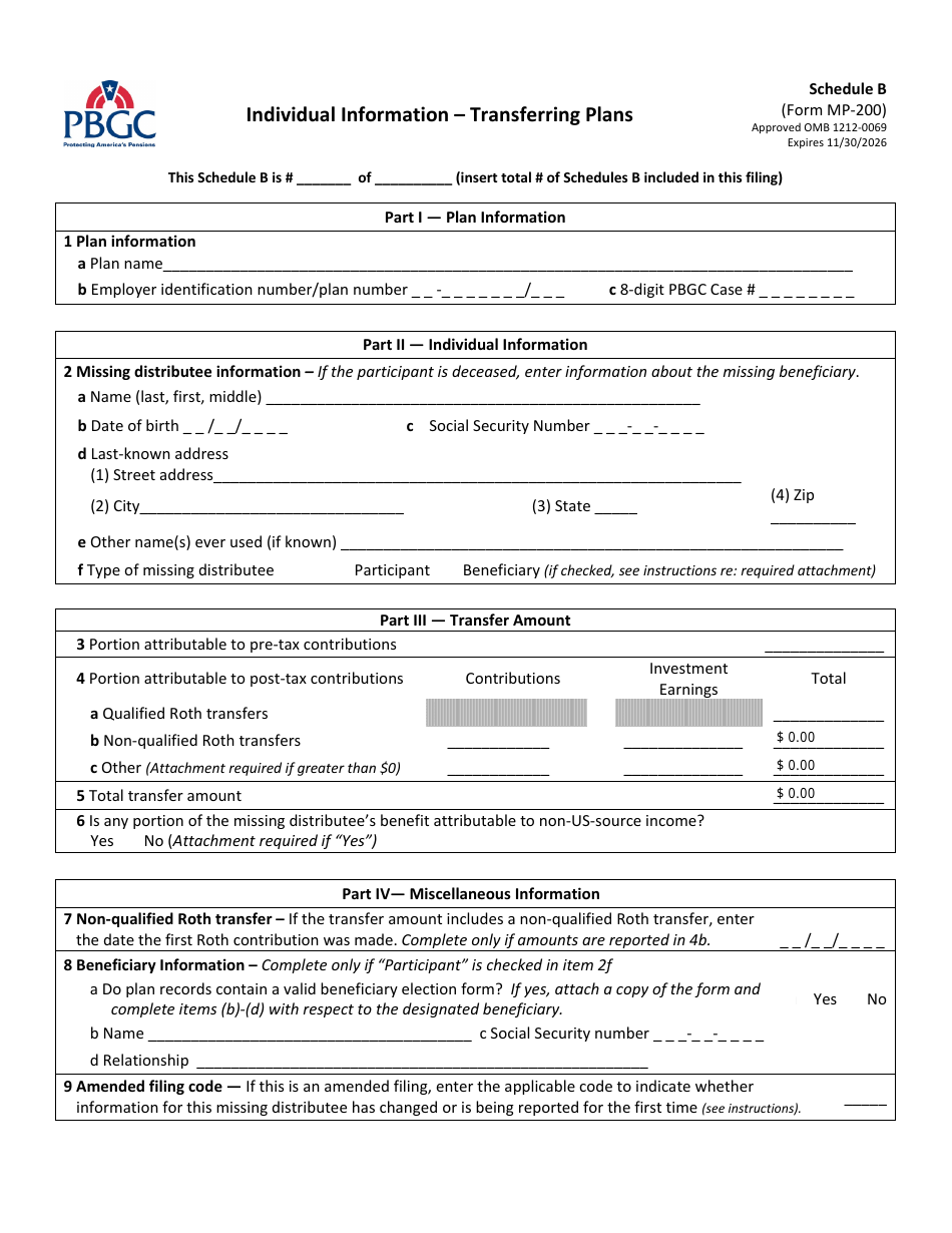 Form MP-200 Plan Information for Defined Contribution Plans - Missing Participants Program, Page 3