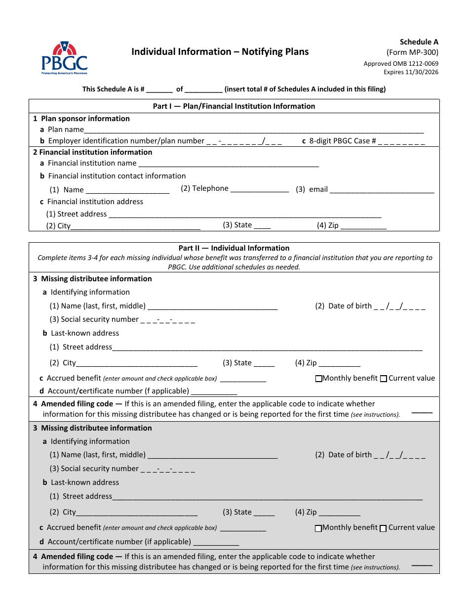 Form MP-300 Plan Information for Small Professional Service Db Plans - Missing Participants Program, Page 2
