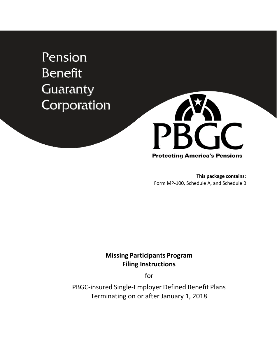 Instructions for Form MP-100 Plan Information for Single-Employer Db Plans Insured by PBGC - Missing Participants Program, Page 1