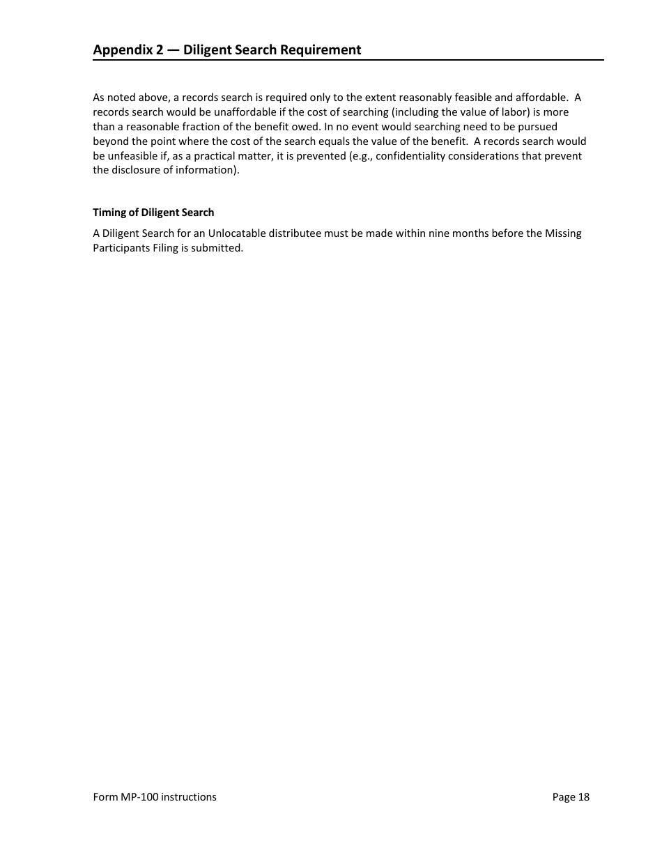 Instructions for Form MP-100 Plan Information for Single-Employer Db Plans Insured by PBGC - Missing Participants Program, Page 24