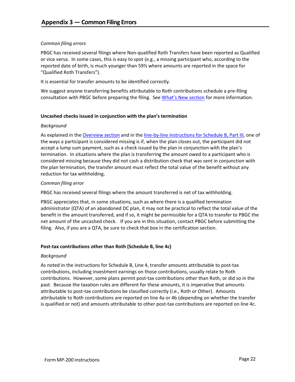 Instructions for Form MP-200 Plan Information for Defined Contribution Plans - Missing Participants Program, Page 22