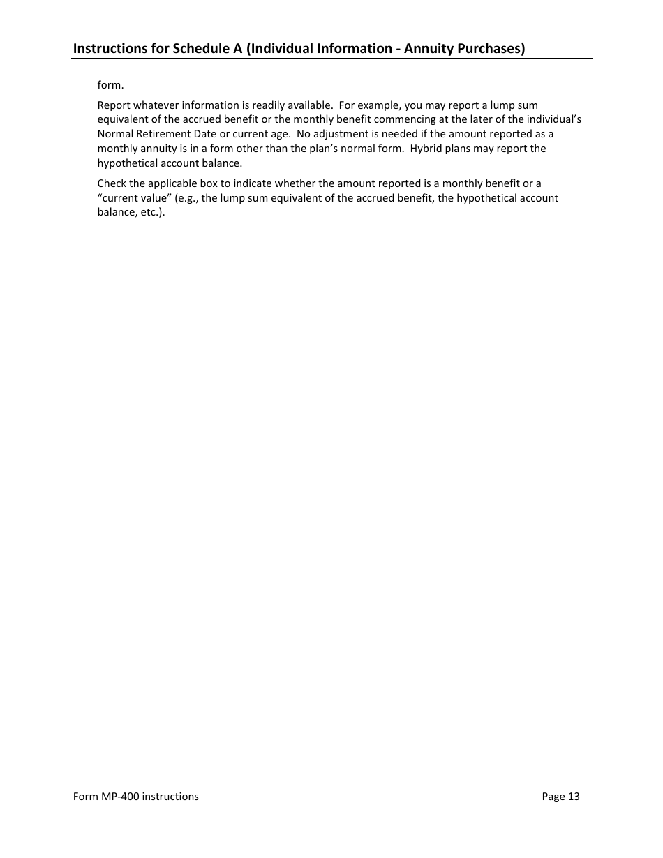 Instructions for Form MP-400 Plan Information for Multiemployer Db Plans Insured by PBGC - Missing Participants Program, Page 15