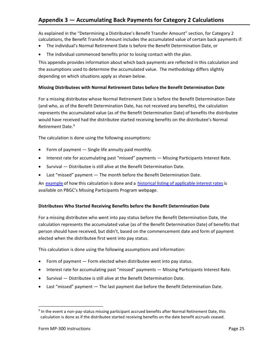 Instructions for Form MP-300 Plan Information for Small Professional Service Db Plans - Missing Participants Program, Page 27
