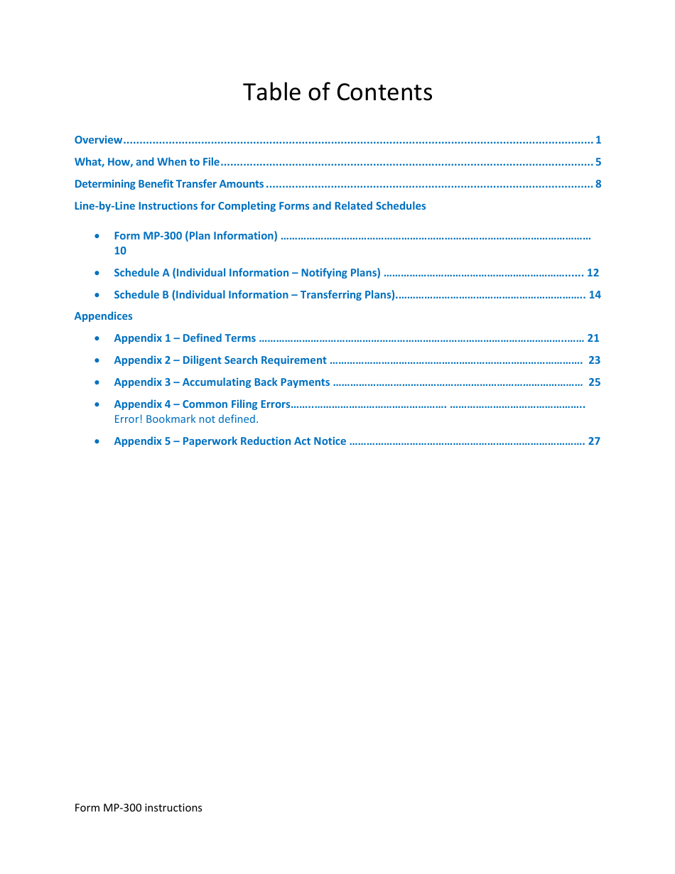 Instructions for Form MP-300 Plan Information for Small Professional Service Db Plans - Missing Participants Program, Page 2