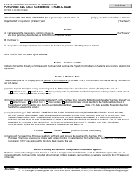 Document preview: Form DOT RW16-05 Purchase and Sale Agreement - Public Sale - California