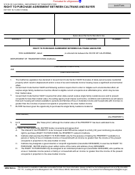 Form DOT RW16-13 Right to Purchase Agreement Between Caltrans and Buyer - California