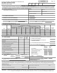 Document preview: Form DOT RW16-10 Income Certification - California