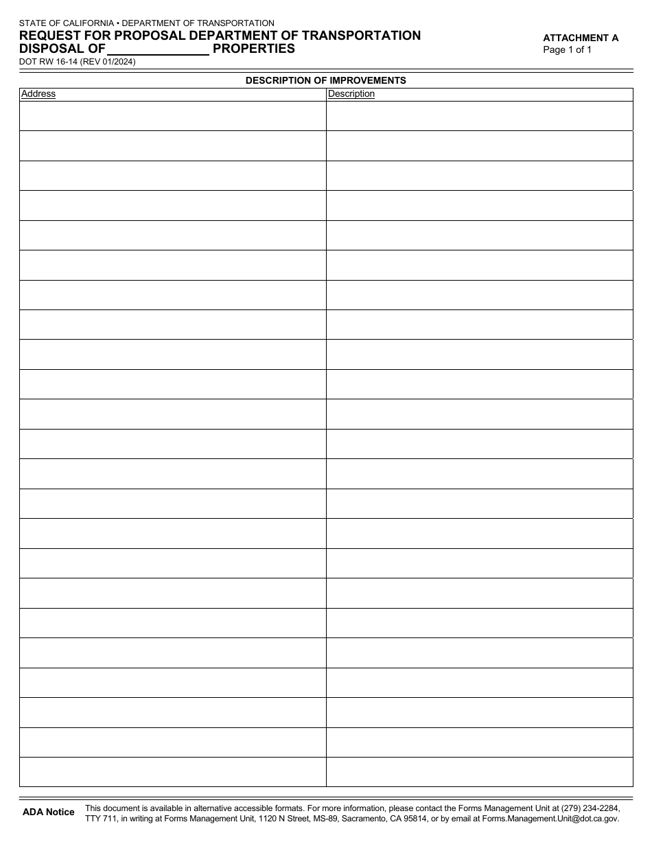 Form DOT RW16-14 Request for Proposal Department of Transportation Disposal of Properties - California, Page 5