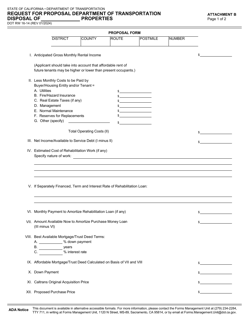 Form DOT RW16-14 Request for Proposal Department of Transportation Disposal of Properties - California, Page 6
