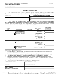Form DOT RW15-03 Insurance Information - California, Page 2