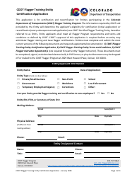 CDOT Flagger Training Entity Certification Application - Colorado