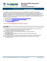 Document preview: Electrical Slab Inspection Checklist - Commercial Inspections - City of Austin, Texas