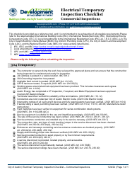 Document preview: Electrical Temporary Inspection Checklist - Commercial Inspections - City of Austin, Texas