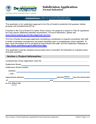 Subdivision Application - Formal Submittal - City of Austin, Texas