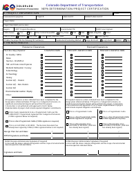 CDOT Form 128B Nepa Determination/Project Certification - Colorado