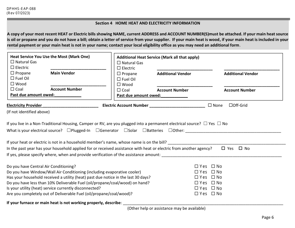 Form Dphhs Eap 088 Download Fillable Pdf Or Fill Online Low Income Home Energy Assistance 0438