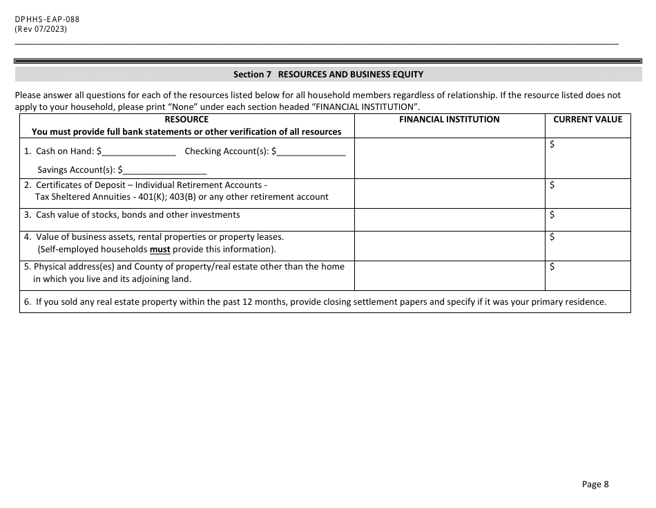 Form Dphhs Eap 088 Download Fillable Pdf Or Fill Online Low Income Home Energy Assistance 8245
