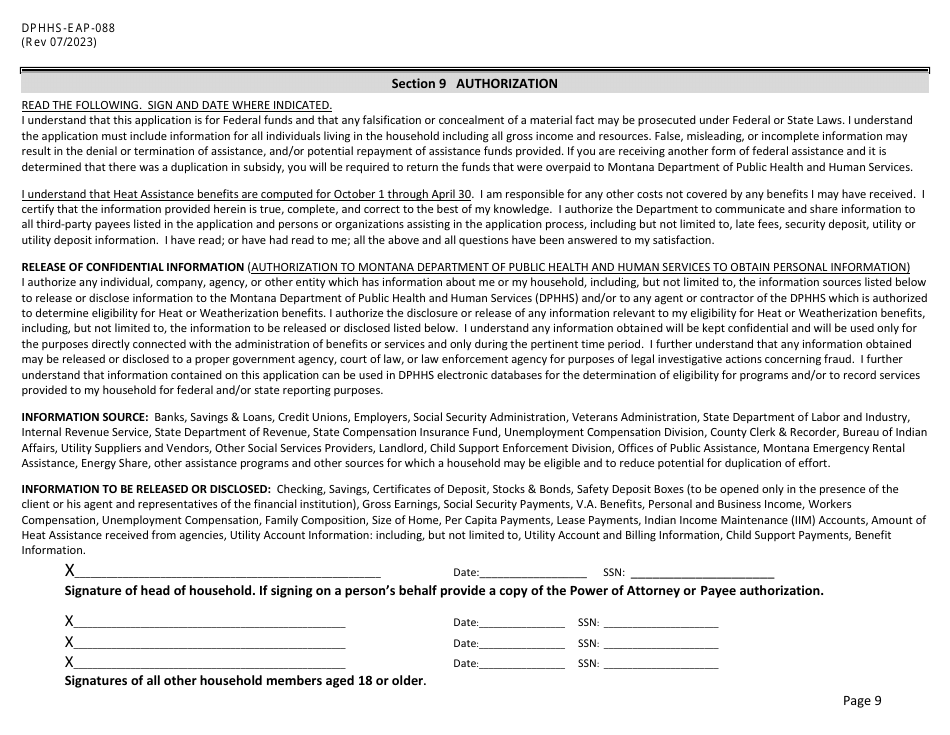 Form DPHHS-EAP-088 Download Fillable PDF or Fill Online Low Income Home ...