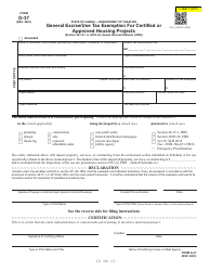 Form G-37 General Excise/Use Tax Exemption for Certified or Approved Housing Projects - Hawaii