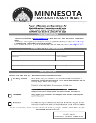 Report of Receipts and Expenditures for Ballot Question Committees and Funds - Minnesota