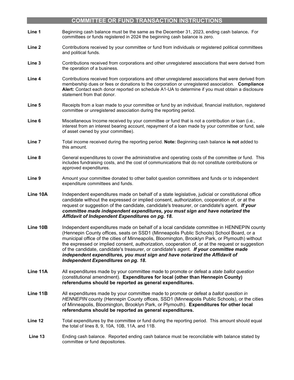 Report of Receipts and Expenditures for Ballot Question Committees and Funds - Minnesota, Page 2