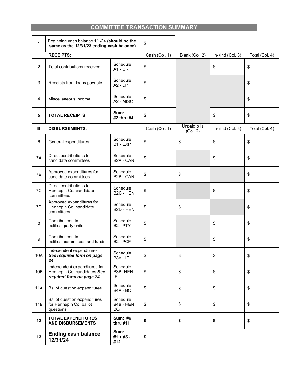 Report of Receipts and Expenditures for Political Committees and Political Funds - Minnesota, Page 3