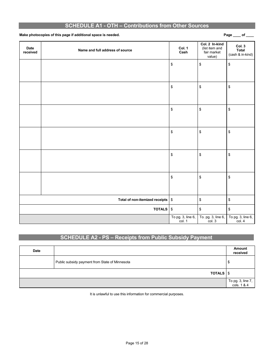 Report of Receipts and Expenditures for Candidate Committees Principal Campaign Committees - Minnesota, Page 15