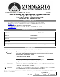 Report of Receipts and Expenditures for Candidate Committees Principal Campaign Committees - Minnesota