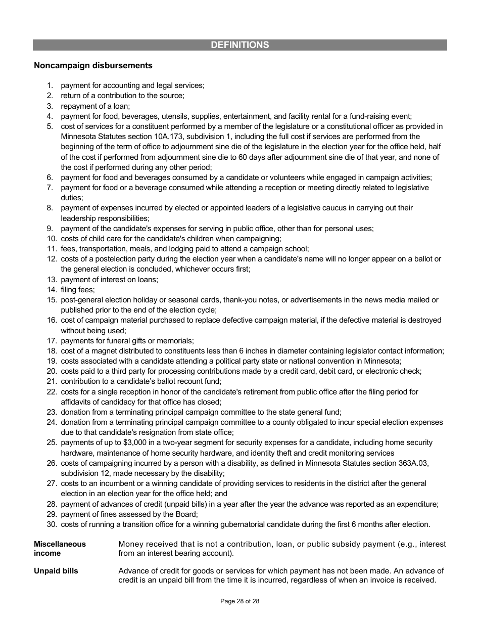 Report of Receipts and Expenditures for Candidate Committees Principal Campaign Committees - Minnesota, Page 28