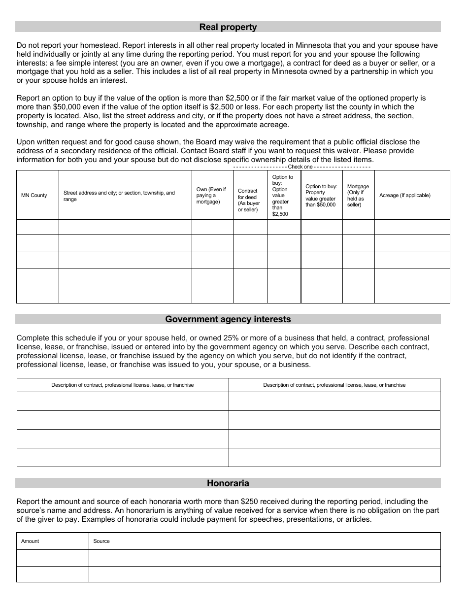 Statement of Economic Interest - Elected or Appointed Officials - Minnesota, Page 4