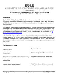 Document preview: Form EQP1063 Affordability and Planning (Ap) Grant Application - Michigan