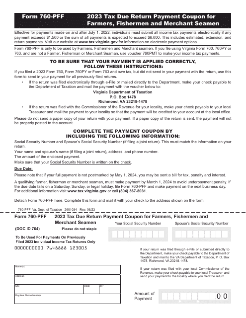 Form 760-PFF 2023 Printable Pdf