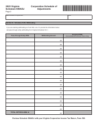 Schedule 500ADJ Corporation Schedule of Adjustments - Virginia, Page 2
