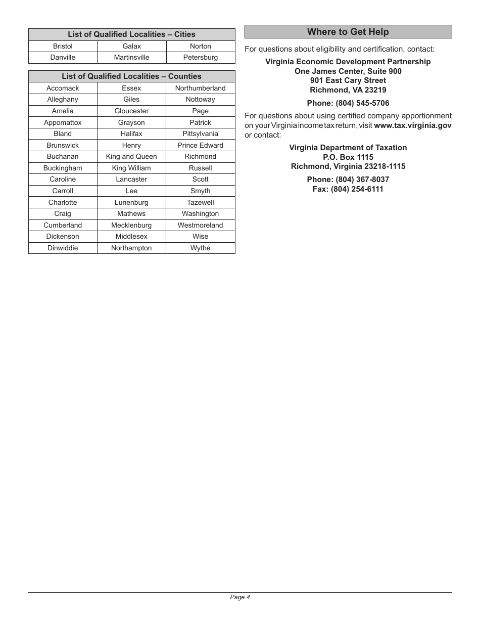 Instructions for Schedule 500AP Modified Apportionment Schedule for Vedp-Certified Companies - Virginia, Page 4