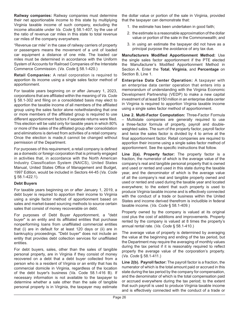 Instructions for Form 502 Pass-Through Entity Return of Income and Return of Nonresident Withholding Tax - Virginia, Page 30