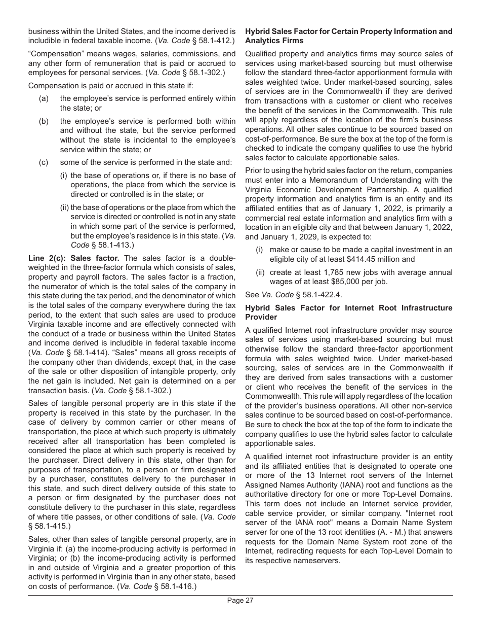Instructions for Form 502 Pass-Through Entity Return of Income and Return of Nonresident Withholding Tax - Virginia, Page 31