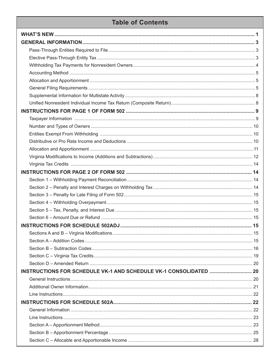 Instructions for Form 502 Pass-Through Entity Return of Income and Return of Nonresident Withholding Tax - Virginia, Page 3