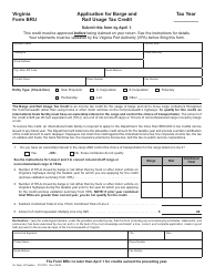 Document preview: Form BRU Application for Barge and Rail Usage Tax Credit - Virginia