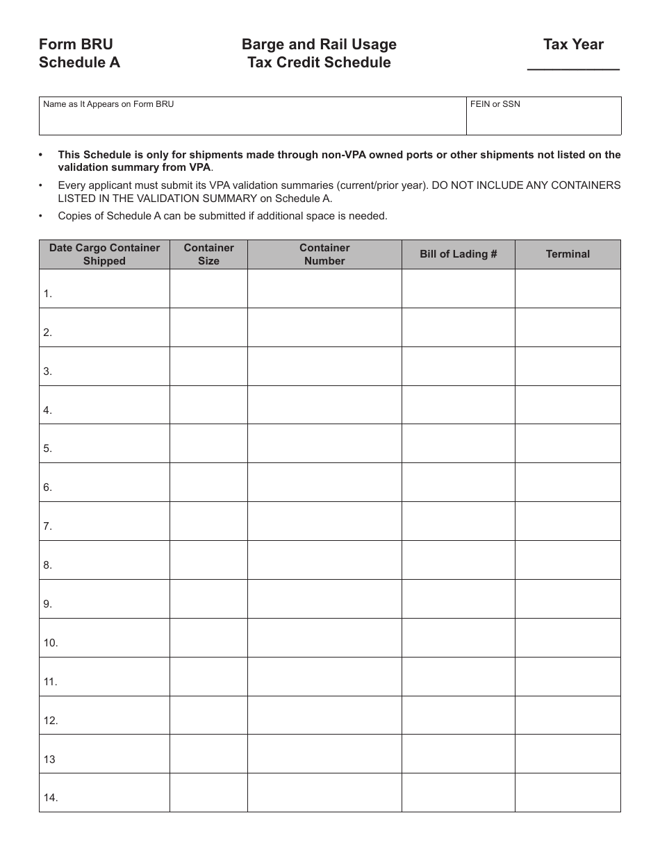 Form BRU Application for Barge and Rail Usage Tax Credit - Virginia, Page 2