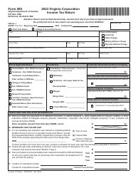 Document preview: Form 500 Virginia Corporation Income Tax Return - Virginia