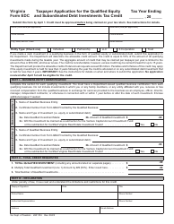 Document preview: Form EDC Taxpayer Application for the Qualified Equity and Subordinated Debt Investments Tax Credit - Virginia