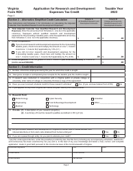 Form RDC Application for Research and Development Expenses Tax Credit - Virginia, Page 2
