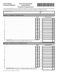Document preview: Schedule 502ADJS Pass-Through Entity Supplemental Schedule of Adjustments - Virginia, 2023