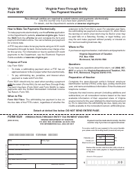 Document preview: Form 502V Virginia Pass-Through Entity Tax Payment Voucher - Virginia, 2023