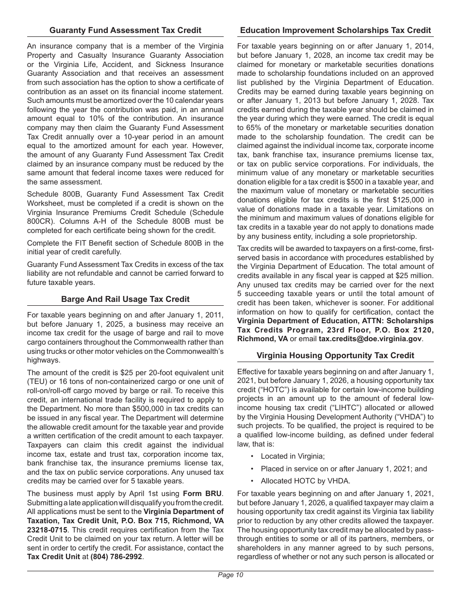 Instructions for Form 800 Virginia Insurance Premiums License Tax Return - Virginia, Page 14